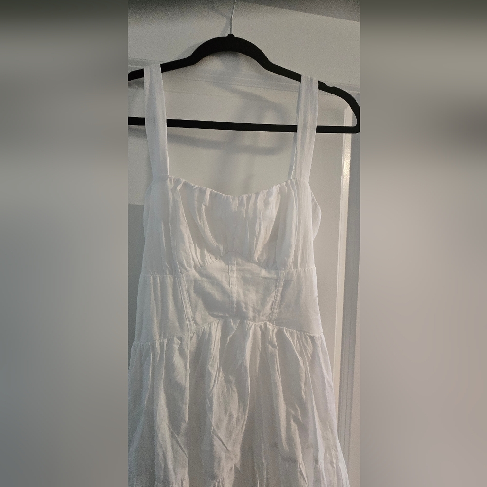 Trixxi White Ruched Backless Sundress